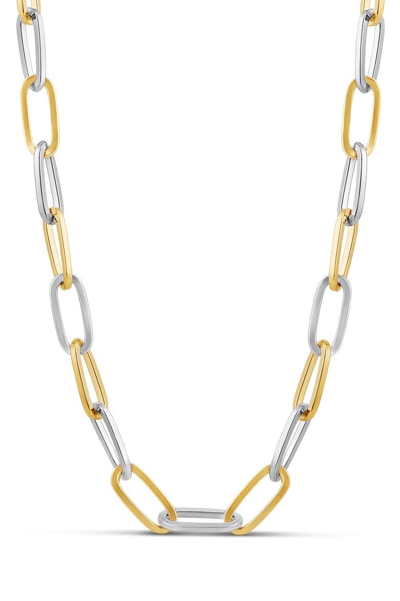 Two Tone Paper Clip Necklace, Main, color, GOLD SILVER