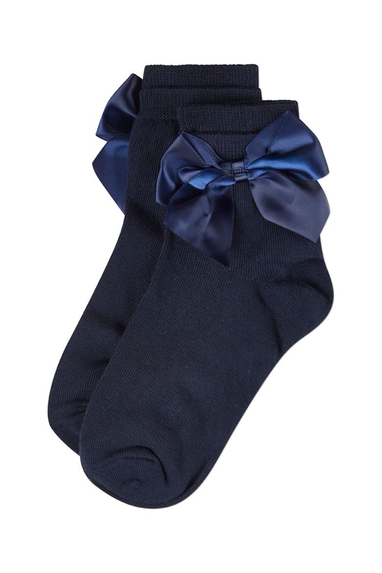 Kid's Silky Side Bow Anklet Socks, Alternate, color, Navy