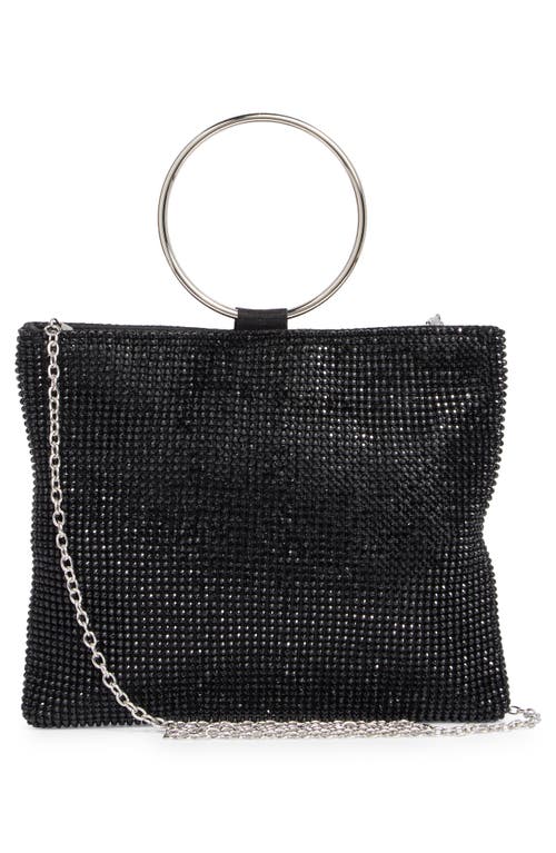 Jessica Mcclintock Nesta Ring Rhinestone Clutch In Black