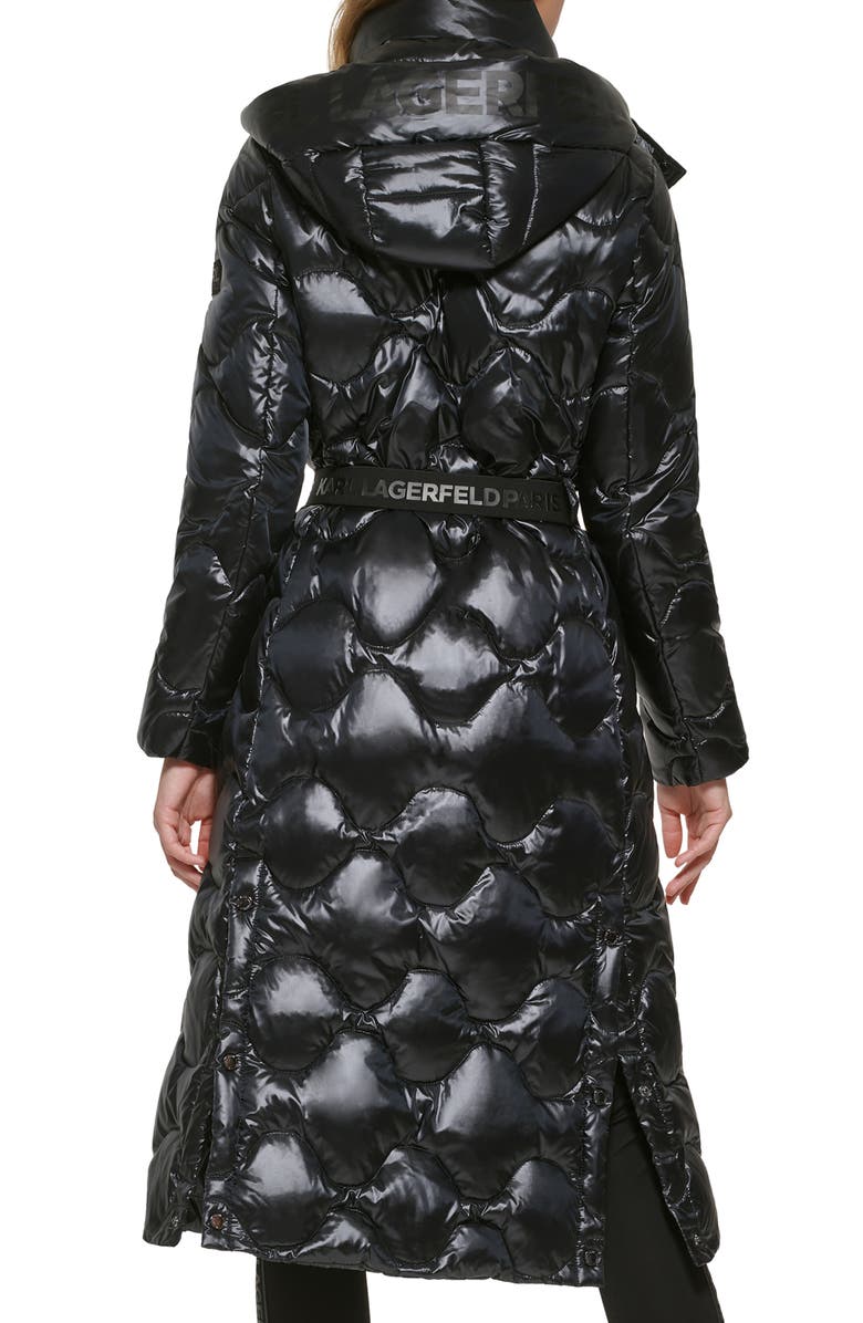 KARL LAGERFELD PARIS Onion Quilt Maxi Water Resistant Down Parka & Belt Bag, Alternate, color, 