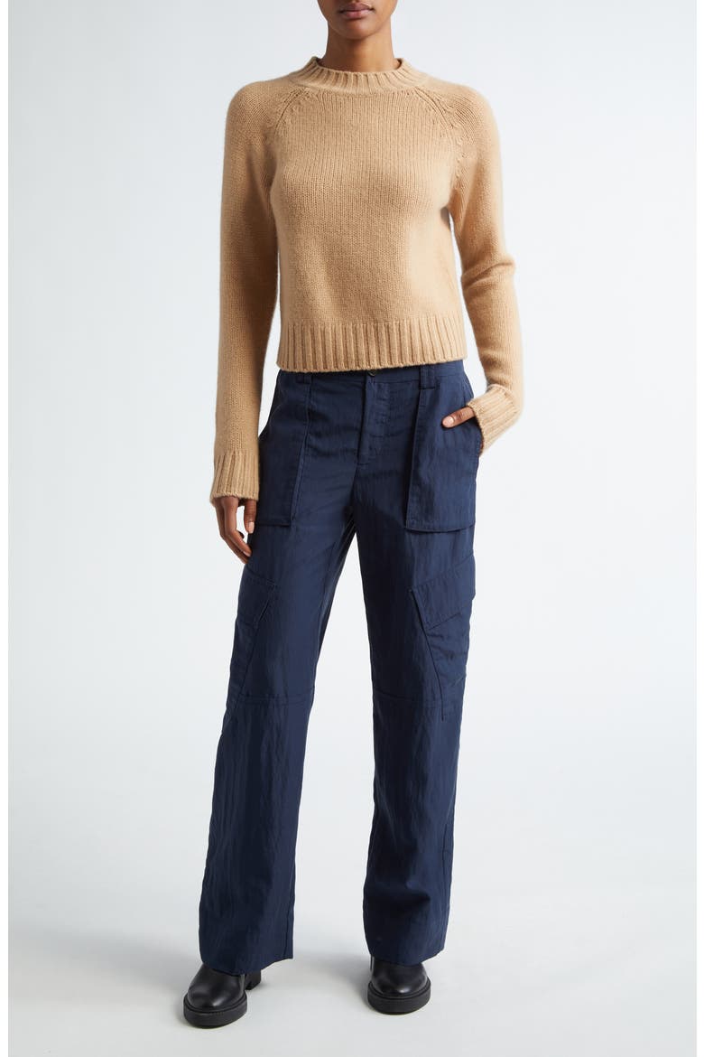 Raglan Sleeve Cashmere Sweater, Alternate, color, SADDLE