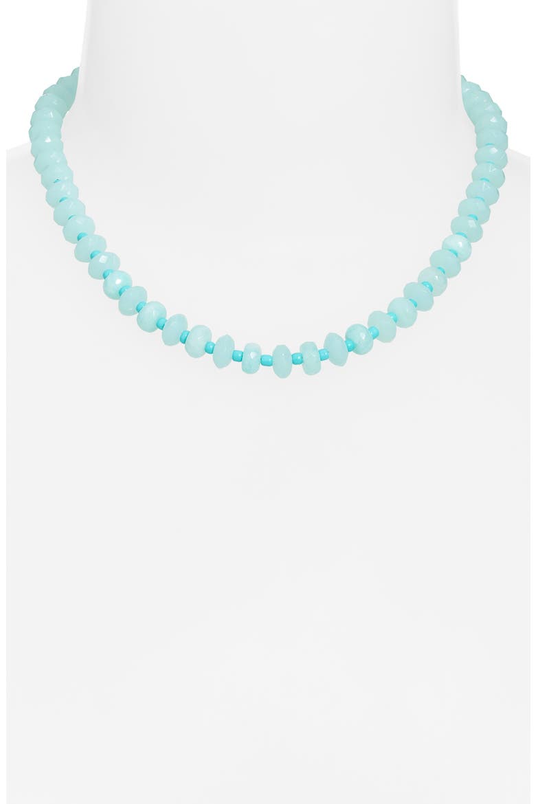 Color Pop Beaded Necklace, Alternate, color, AQUA- GOLD