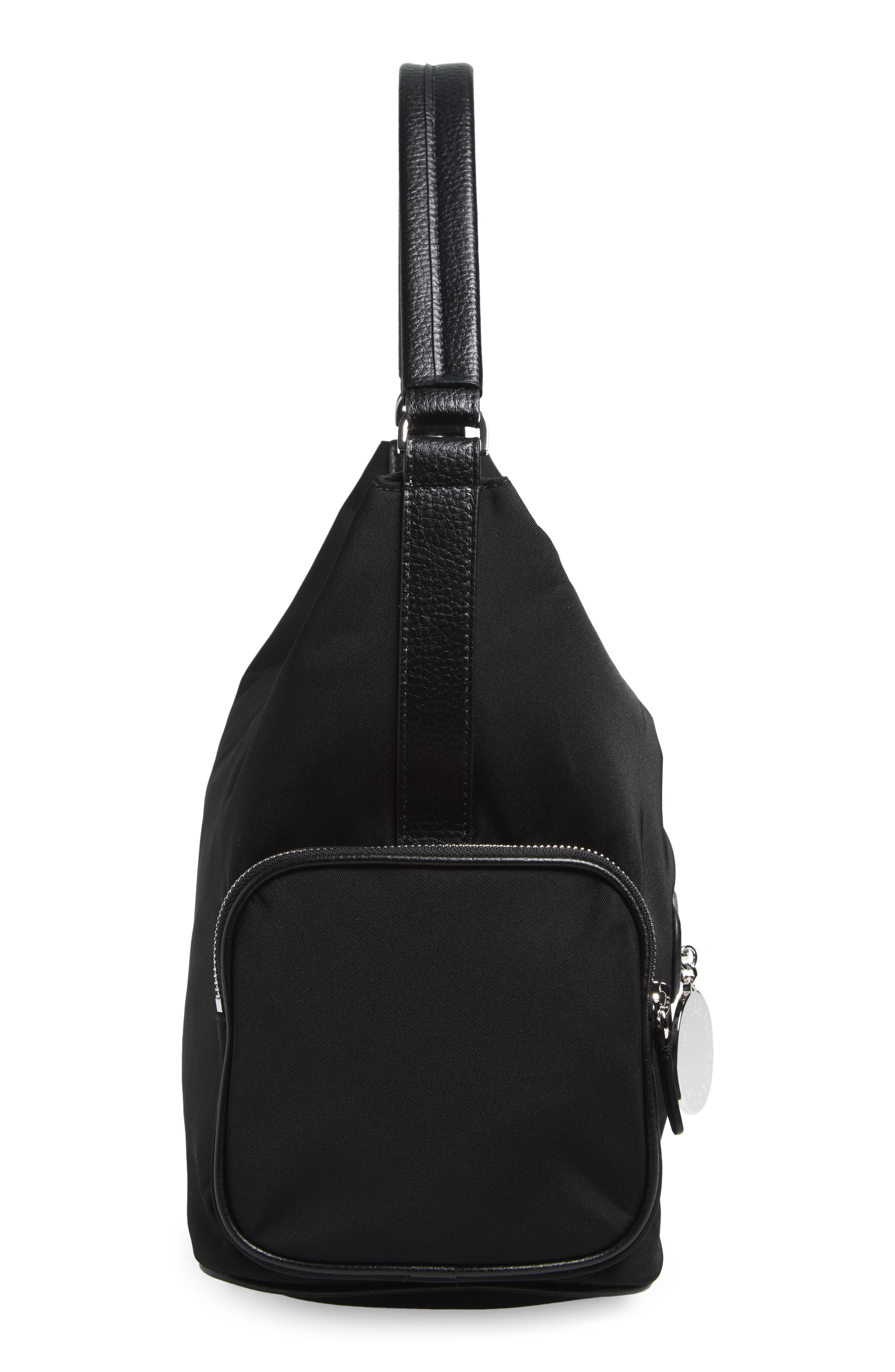 Stella McCartney Dartmoor Nylon Shoulder Bag, Alternate, color, Ultra Black