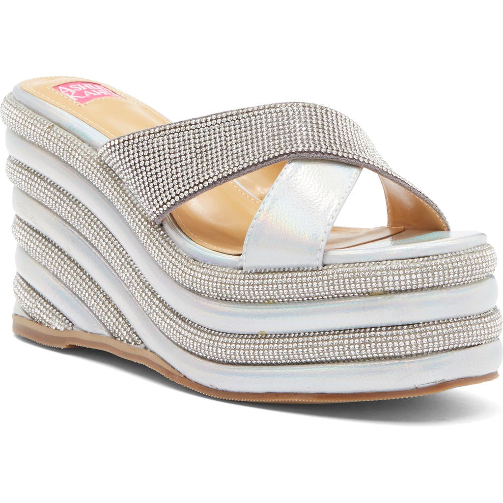 Ashley Kahen Carnival Wedge Sandal In Silver Multi