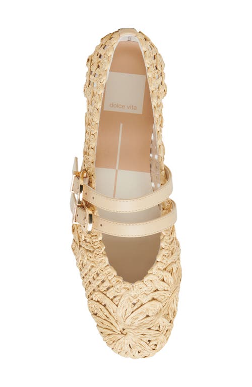 Dolce Vita Women's Baylee Sunflower Wide Width Woven Double Buckle Mary Jane Flats In Light Natural Macrame