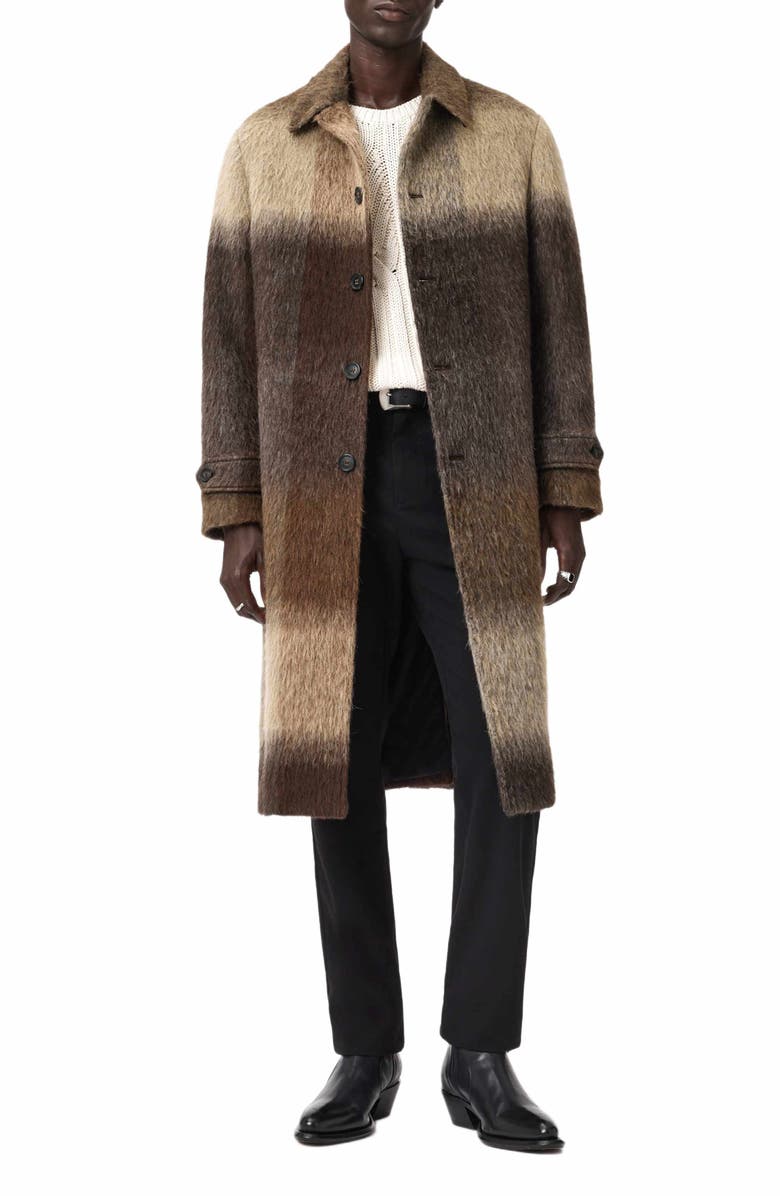 John Varvatos Luce Stripe Coat, Alternate, color, Dark Brown