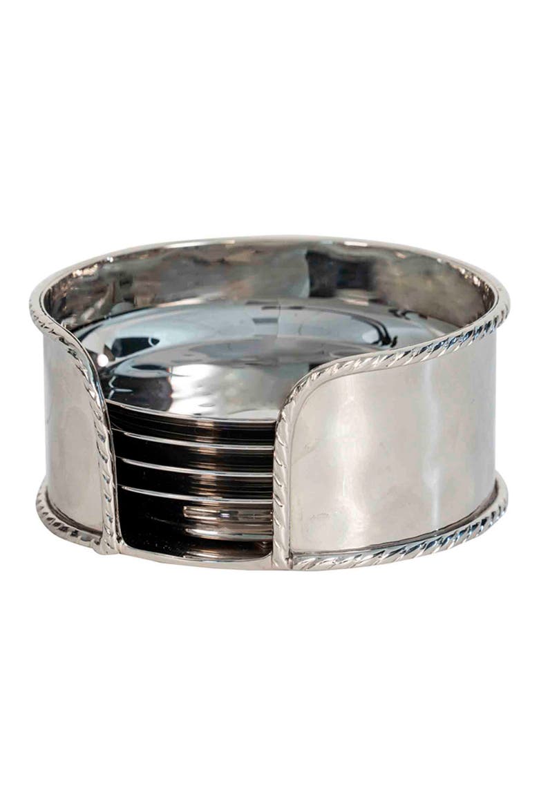 Graham Set of 4 Stainless Steel Coasters, Main, color, SILVER
