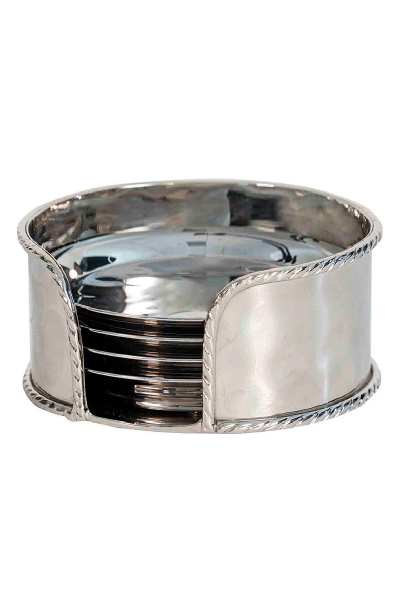 Juliska Graham Set of 4 Stainless Steel Coasters, Main, color, Silver