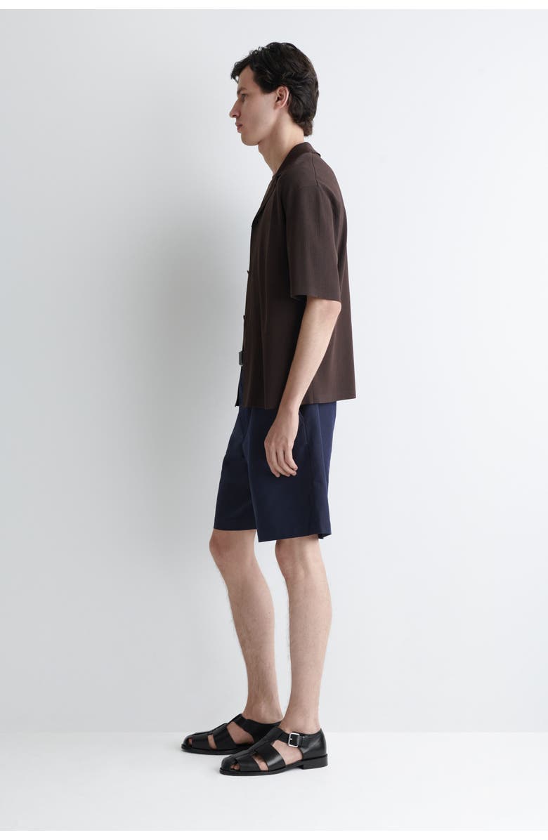 COS Cotton Straight-leg Chino Shorts, Alternate, color, Navy