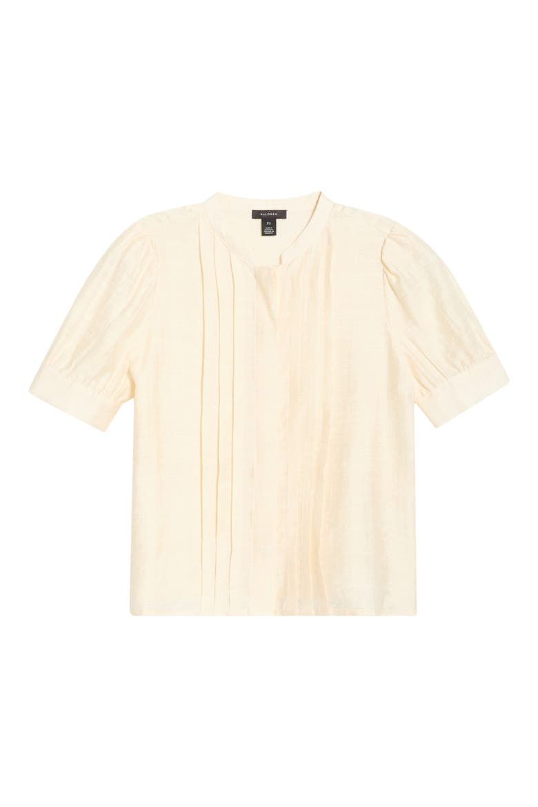 Pintuck Pleat Button-Up Top, Alternate, color, BUTTERCREAM
