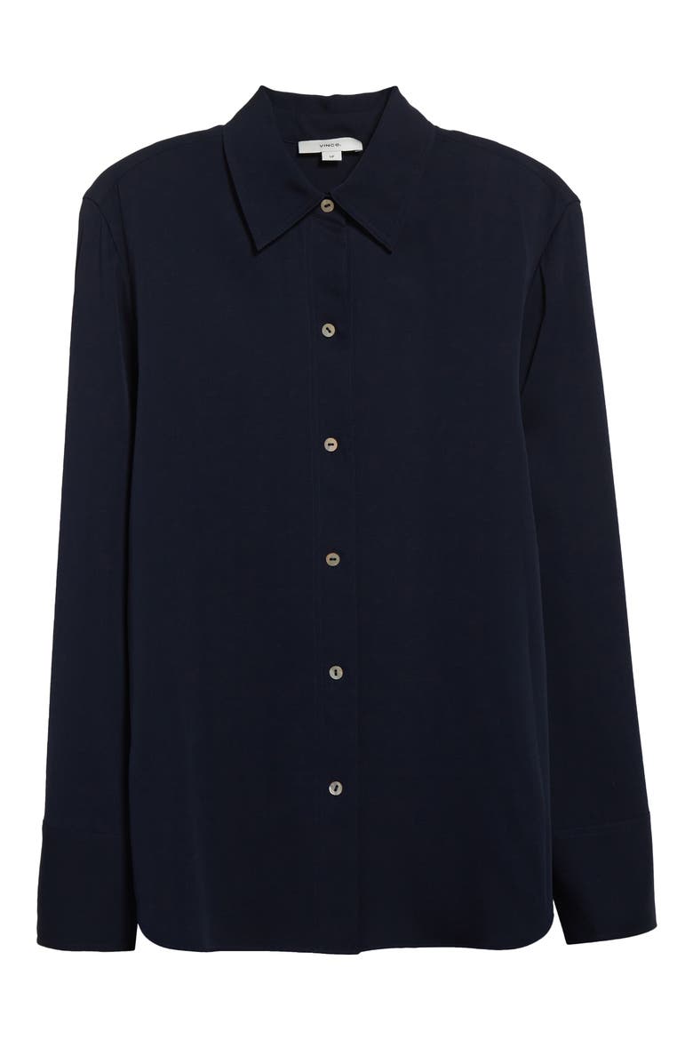 Stretch Silk Button-Up Shirt, Alternate, color, COASTAL
