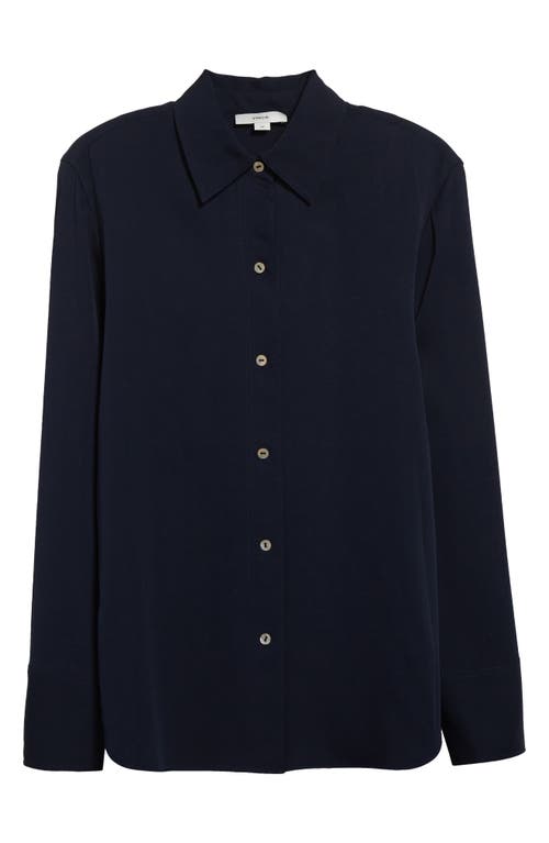 Vince Relaxed Linen Button-front Shirt In Blue