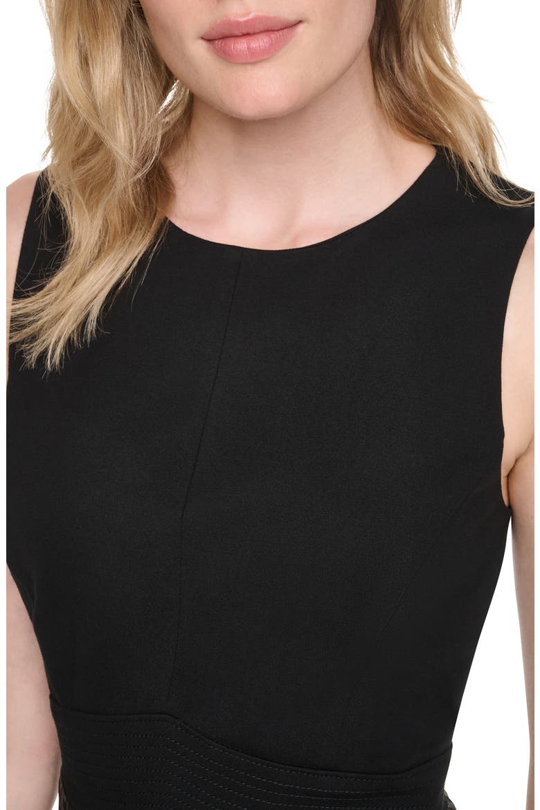 Mixed Media Sleeveless Midi Dress, Alternate, color, BLACK