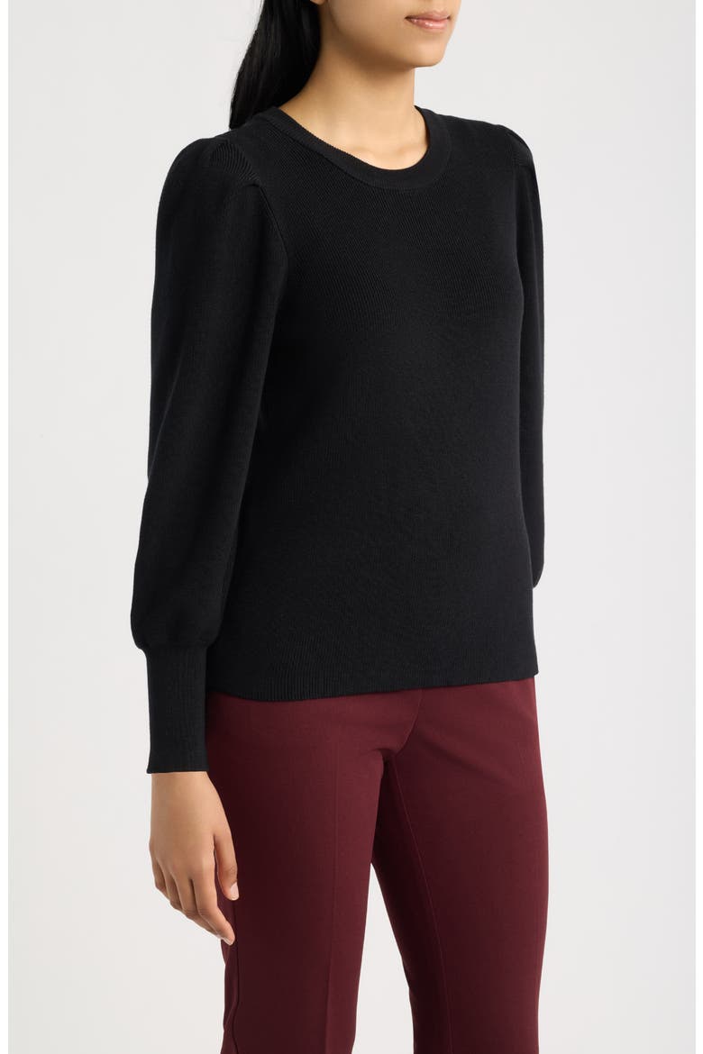 Puff Shoulder Sweater, Alternate, color, ANNE BLACK
