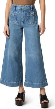 PAIGE Lola Seamed Patch Pocket Crop Wide Leg Jeans