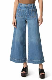 PAIGE Lola Seamed Patch Pocket Crop Wide Leg Jeans