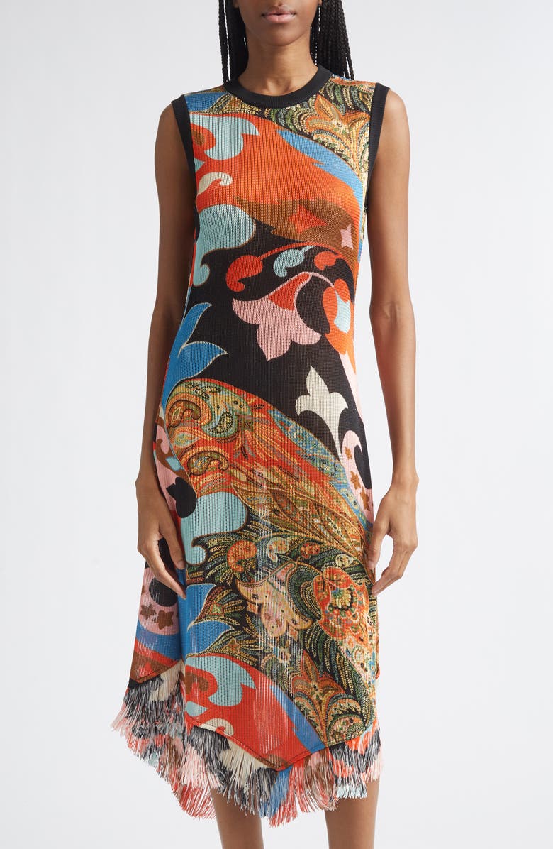 Etro Lotus Paisley Sweater Dress, Alternate, color, Red
