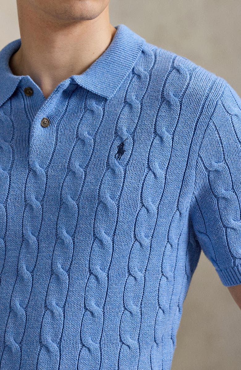 Cable Short Sleeve Polo Sweater