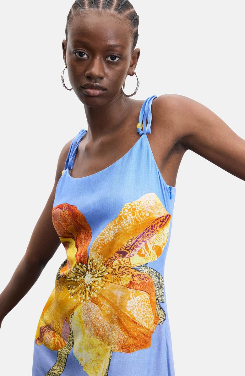 Desigual Tie Strap Maxi Dress, Alternate, color, 