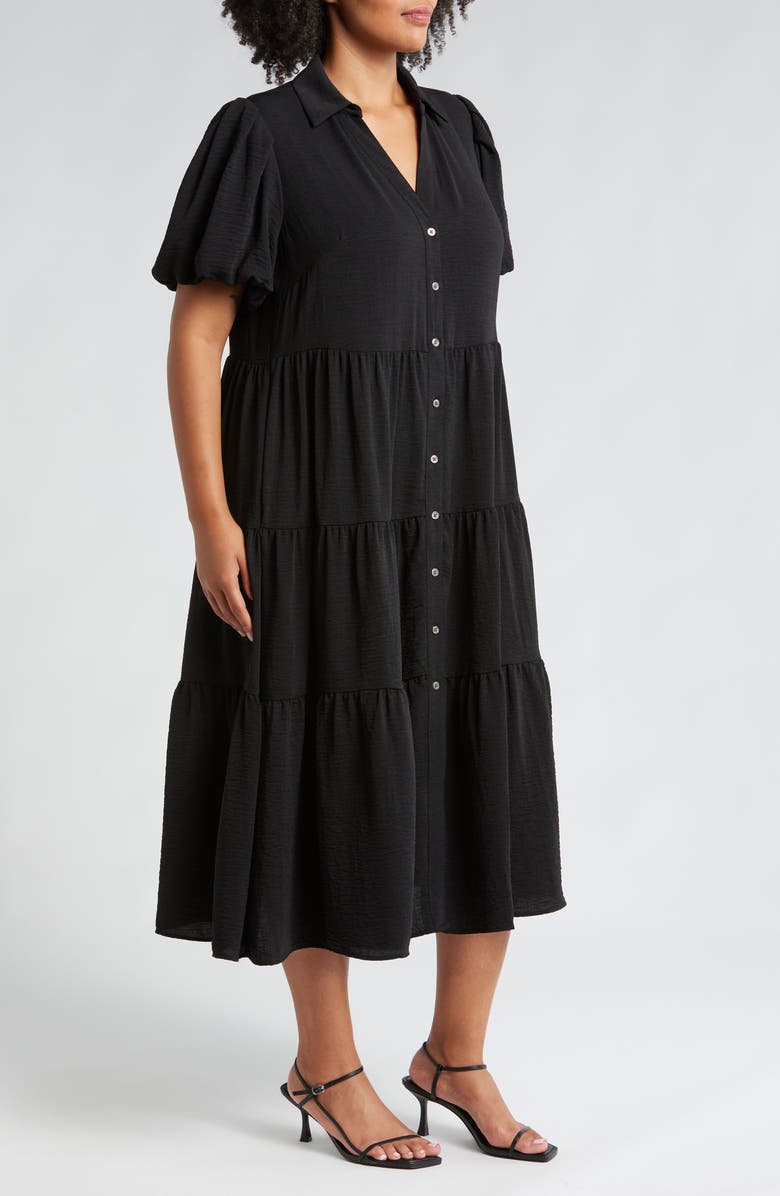 CeCe Puff Sleeve Tiered Maxi Shirtdress, Alternate, color, 