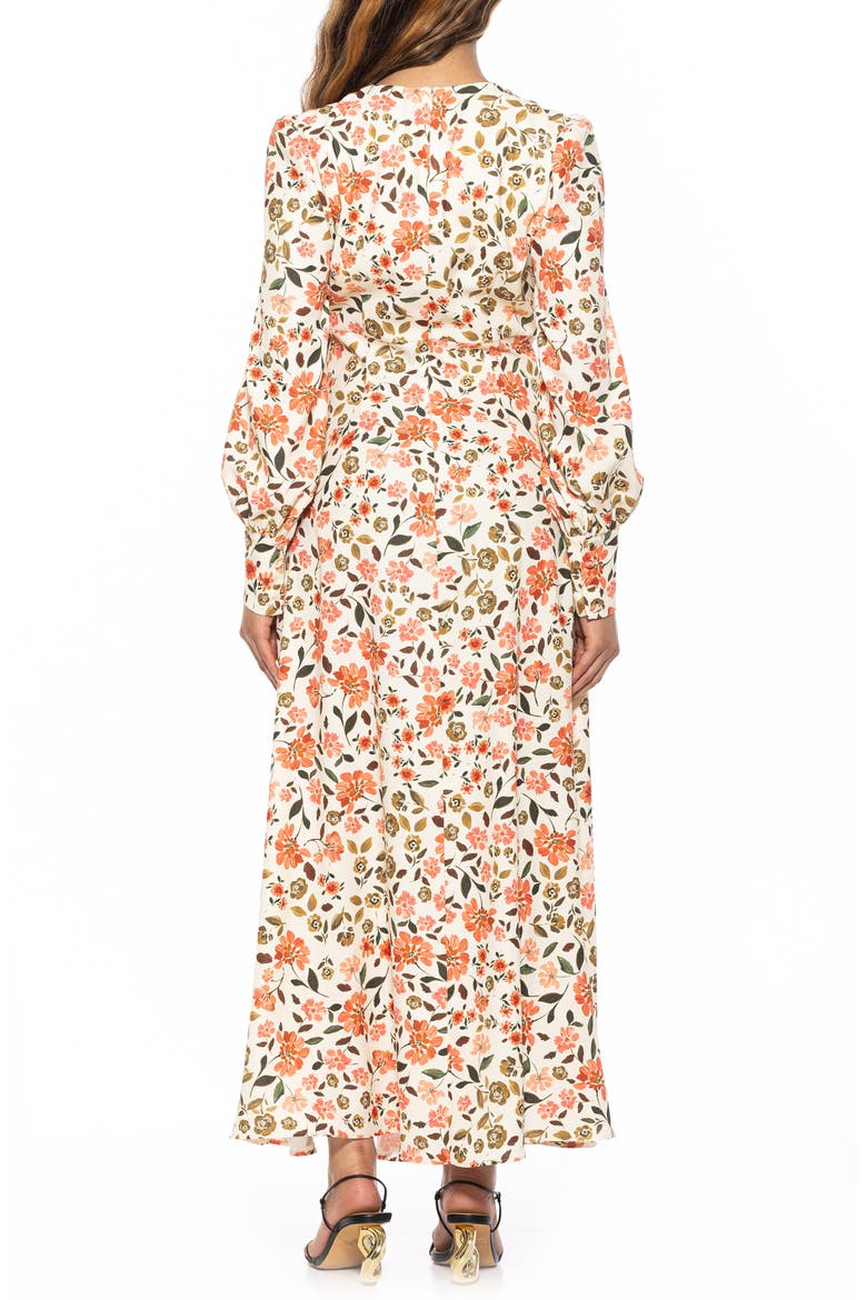 Yesenia Long Sleeve Empire Waist Maxi Dress, Alternate, color, BEIGE FLORAL