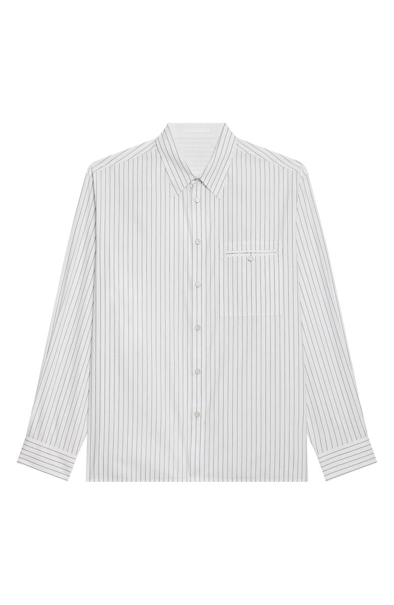 Helmut Lang Relaxed Fit Stripe Button-Up Shirt, Alternate, color, White/ Navy