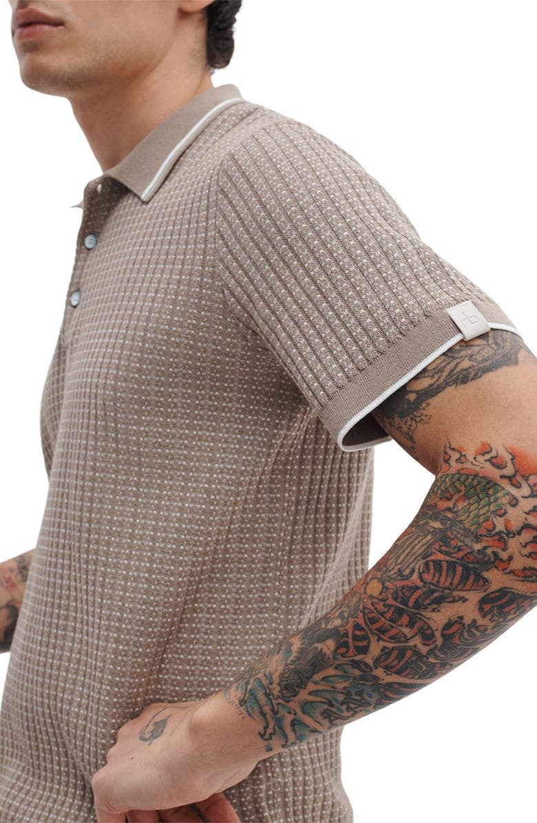 rag & bone Harvey Rib Polo Sweater, Alternate, color, Grey