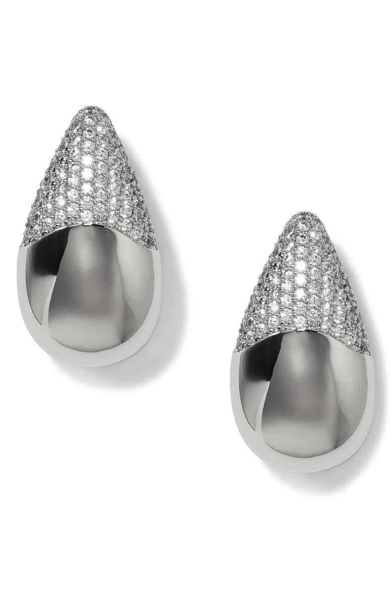 Nadri Alma Pavé Teardrop Earrings, Main, color, Rhodium