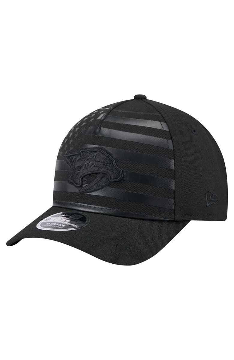 New Era Men's New Era Black Nashville Predators Game Day Stealth Flag 9FORTY A-Frame Adjustable Hat, Main, color, Black