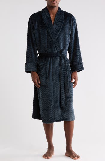 Daniel Buchler Plush Chevron Robe In Blue