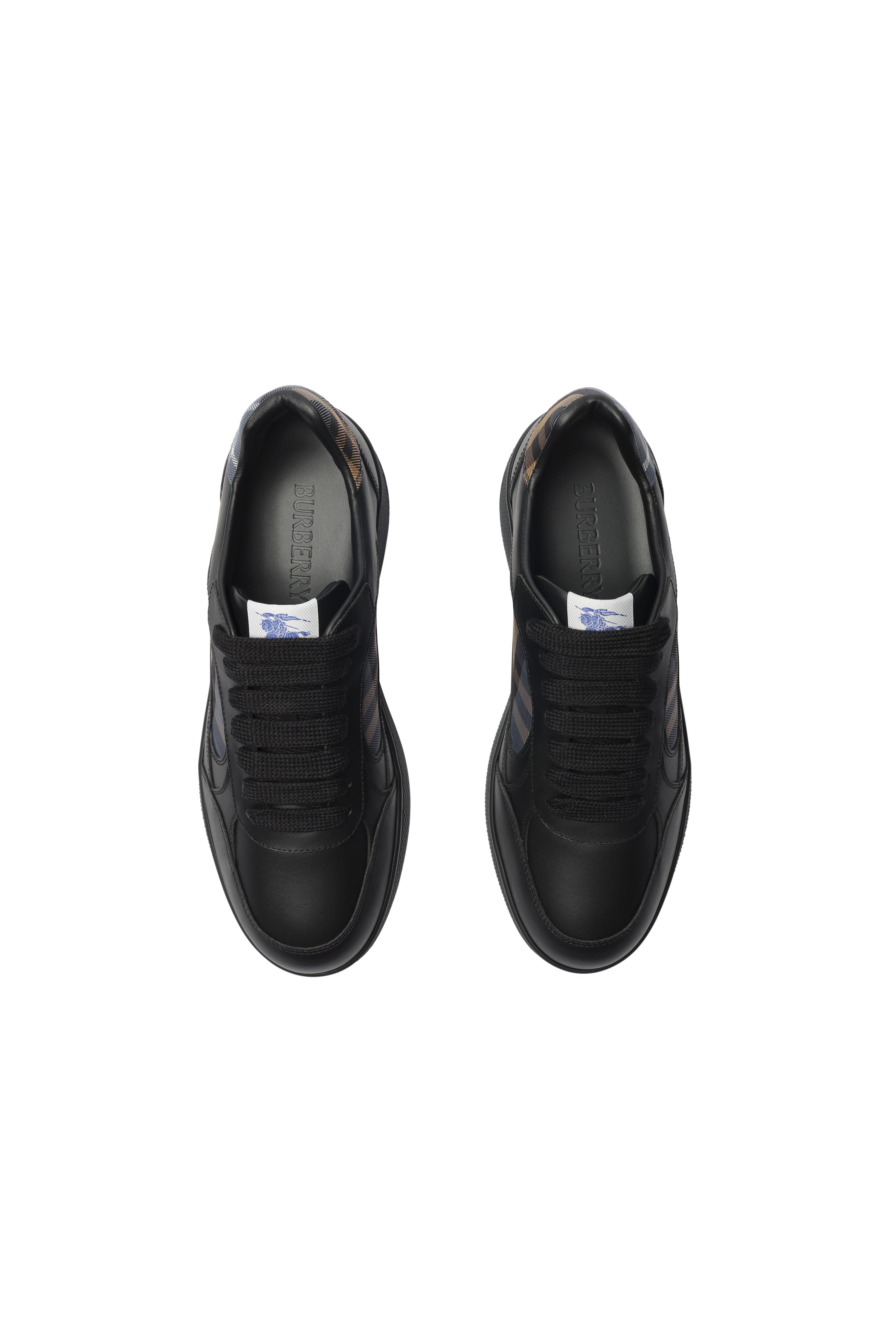 Мужские кроссовки Burberry Leather and Check Terrace Sneakers — фото 4