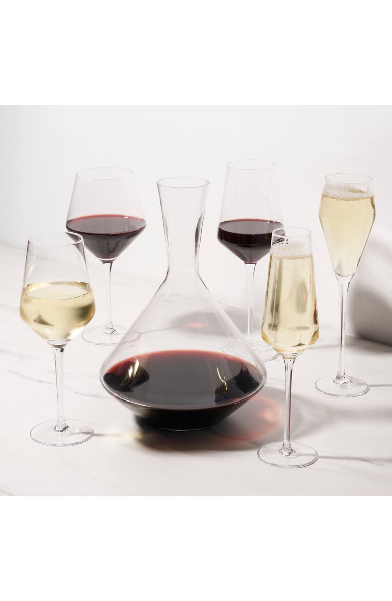 Viski Raye Crystal 3-Piece Angled Bordeaux Decanter and Wine Glass Set, Alternate, color, Clear