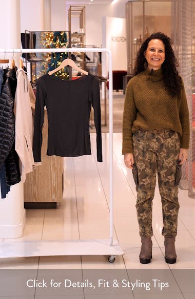 Sheer Modal Blend Long Sleeve Boat Neck Top