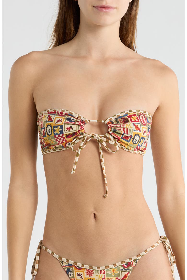 Jasper Strapless Bandeau Bikini Top, Main, color, YELLOW MULTI