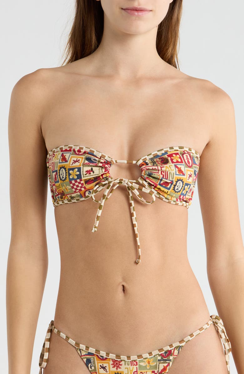 PacSun Jasper Strapless Bandeau Bikini Top, Main, color, Yellow Multi
