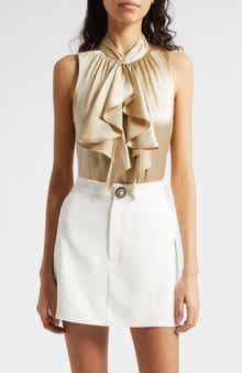 Cinq à Sept Keoni Ruffle Detail Sleeveless Silk Top