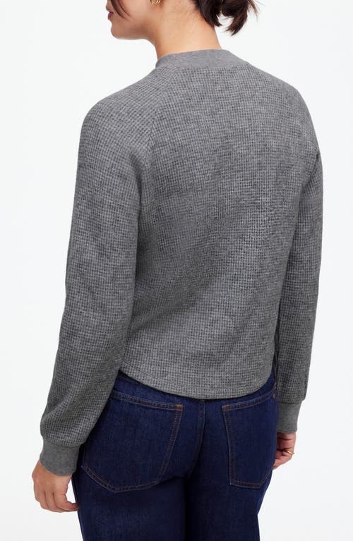 Shop Madewell Long Sleeve Waffle Knit Crewneck T-shirt In Heather Charcoal