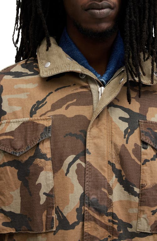 Allsaints Remo Relaxed Fit Camouflage Jacket In Brown