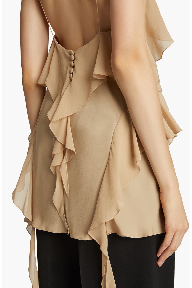 The Piet Ruffle Silk Charmeuse Top, Alternate, color, BEIGE