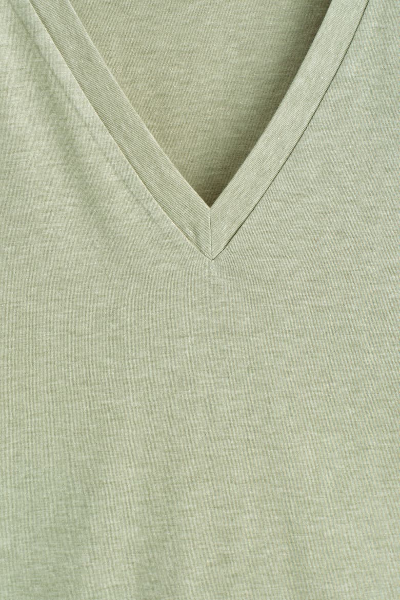 Cotton V-Neck T-Shirt, Alternate, color, SAGE MÉLANGE