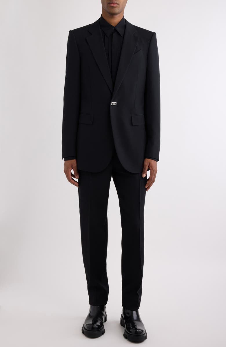 Givenchy New Metal Detail Wool Blazer, Alternate, color, 001-Black