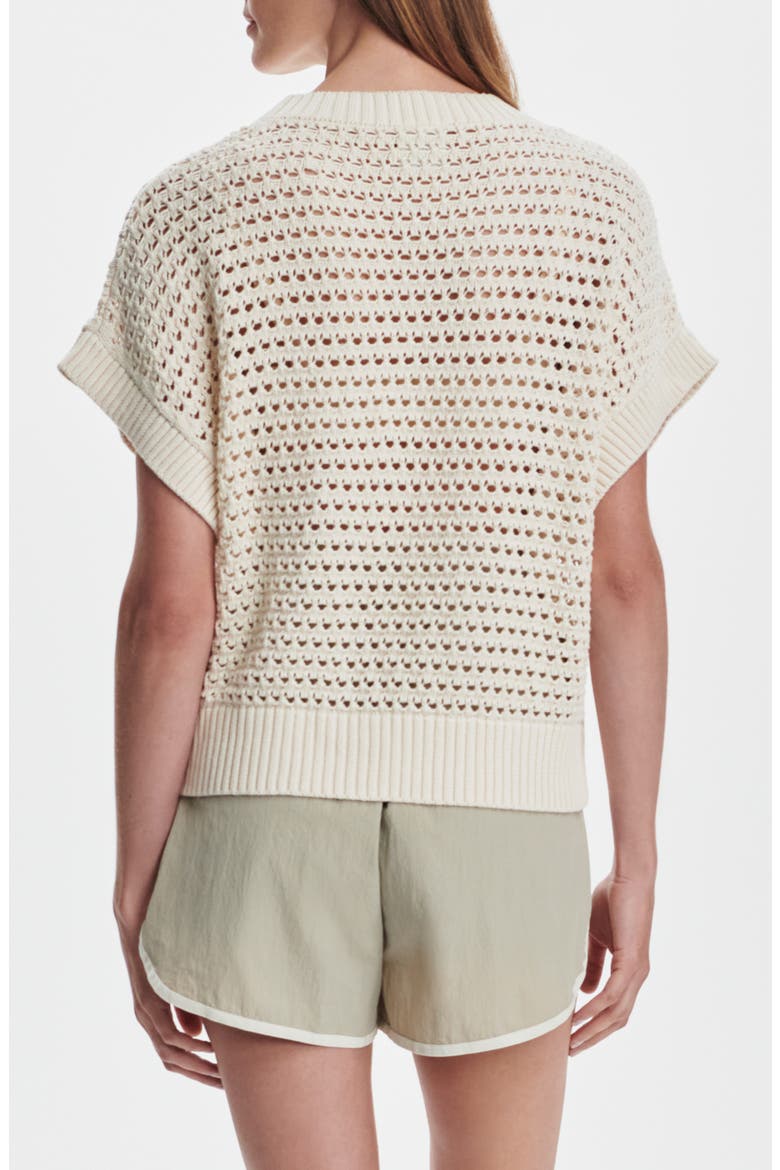Julianna Open Knit Short Sleeve Sweater, Alternate, color, WHITECAP GREY