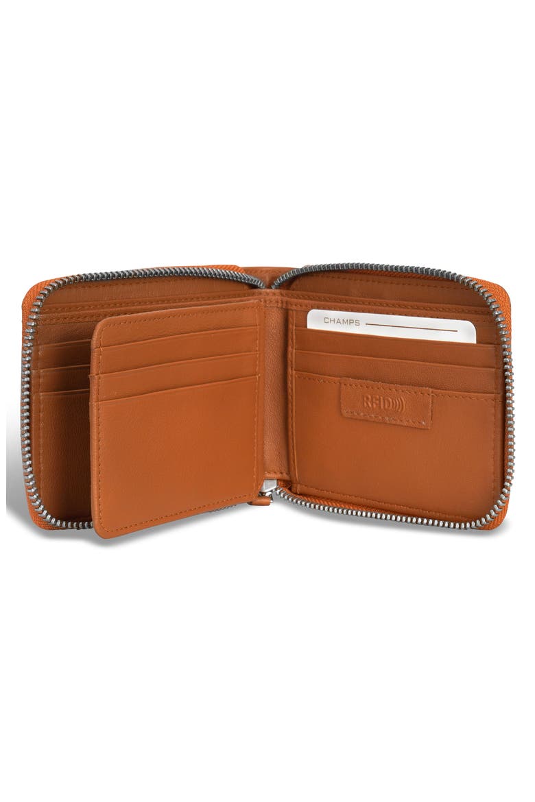 Zip Around Bifold Wallet, Alternate, color, TAN/ BLUE