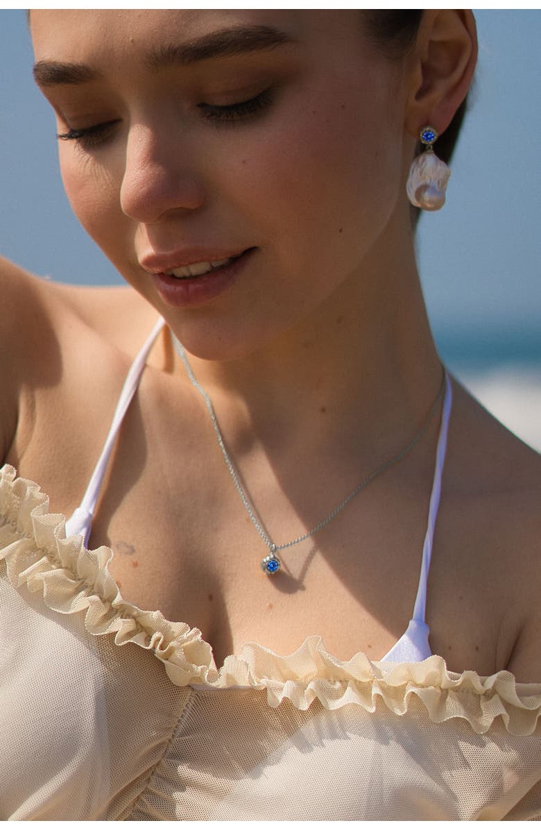 Classicharms Skyler Freshwater Baroque Pearl Drop Earrings, Alternate, color, Silver/Blue