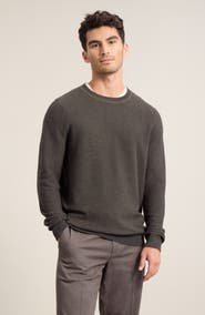 Nordstrom Two Tone Cotton & Cashmere Crewneck Sweater