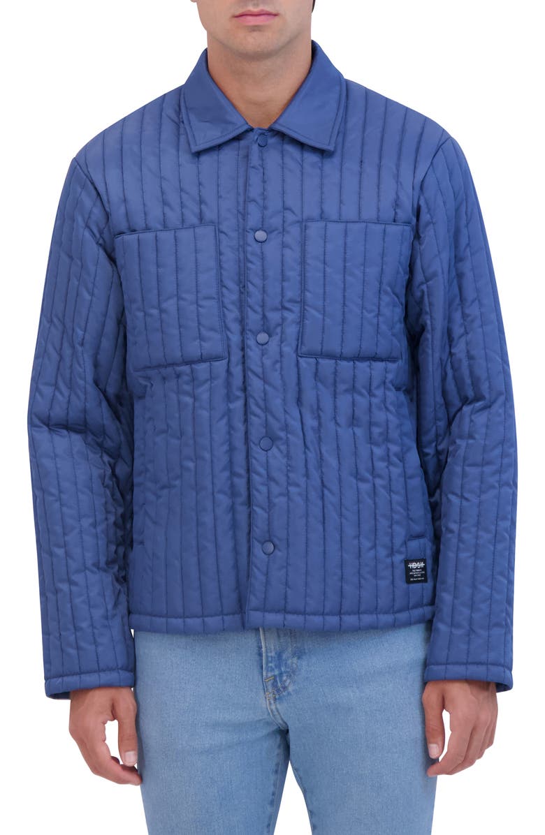 Hudson Jeans Water Repellent Quilted Shirt Jacket, Main, color, Blue