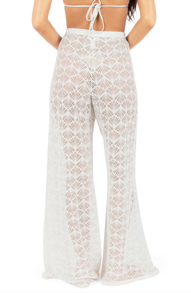 Hurley Open Stitch Wide Leg Cover-Up Pants, Alternate, color, Egret