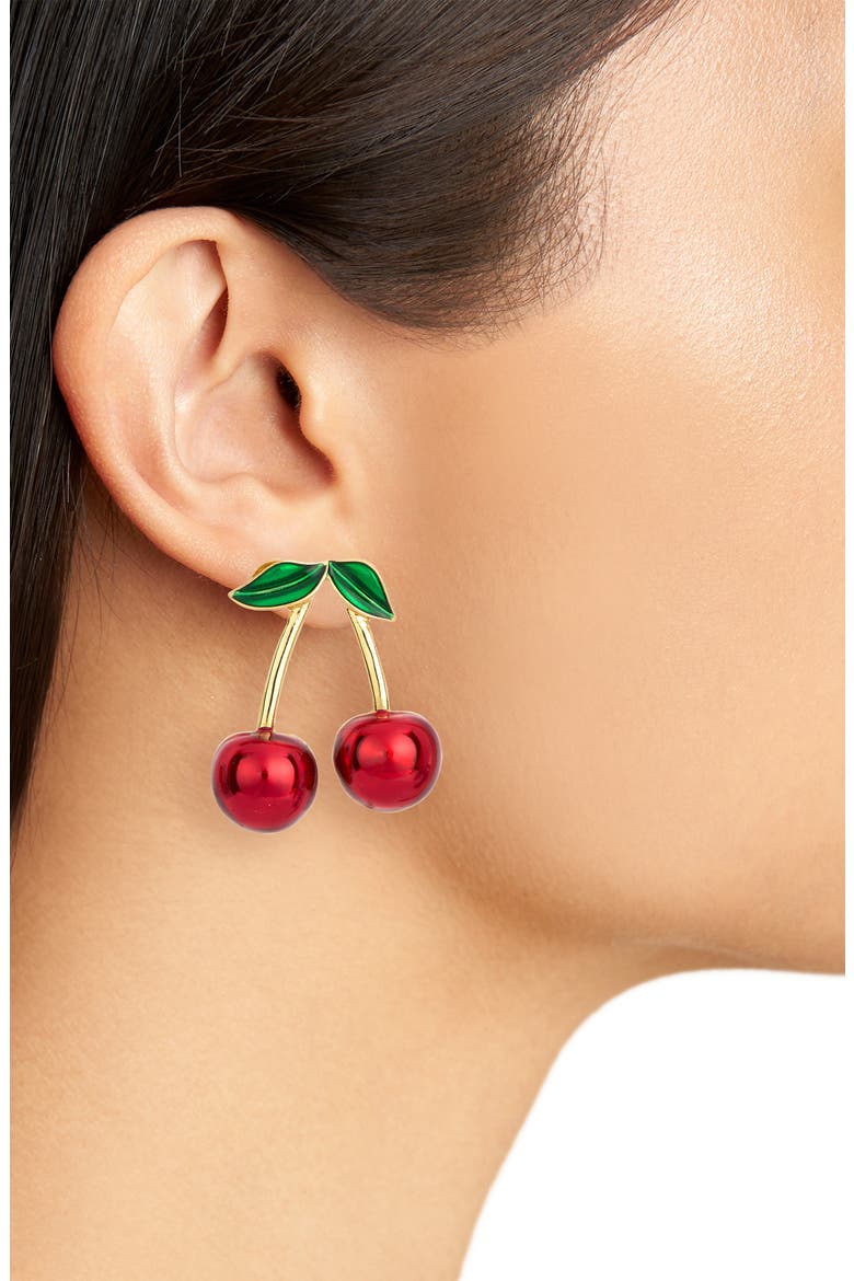 Cherry Stud Earrings, Alternate, color, GOLD