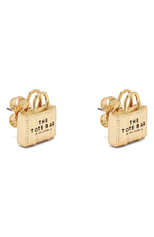 Marc Jacobs The Tote Bag Stud Earrings In Light Antique Gold