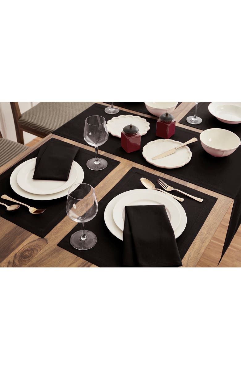 Solino Home Cotton Linen Plain Table Runner for Dining Table, Holiday and Everyday Table Decor - Dru, Alternate, color, Black